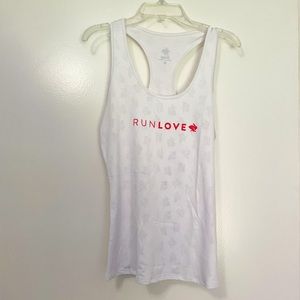 Run In Rabbit White “Run Love” Athletic Technical Tank Too